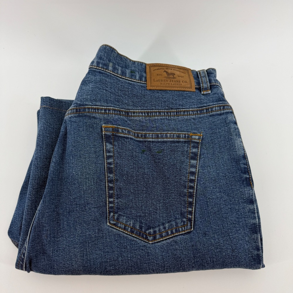 Lauren Ralph Lauren Jeans Co Blue Straight Leg Denim Jeans Size 14 Medium Wash